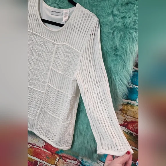 Alfred Dunner White Long Sleeve Cable Knit Sweater Size L - Picture 5 of 11